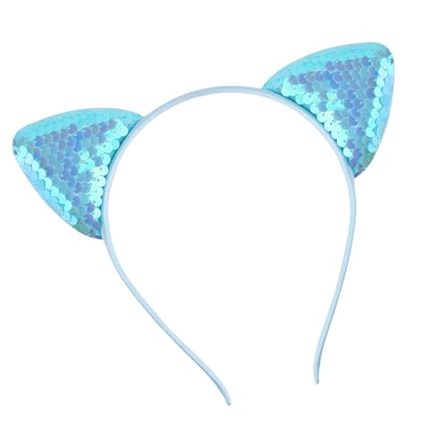 HINAYOSAN Bequemes Ohr-Stirnband mit glitzernden blauen Pailletten, Cosplay-Kopfschmuck, ideal für Festivals und tägliche Outfits, lustiges Haar-Accessoire von HINAYOSAN