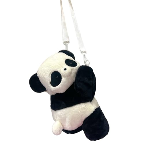 HINAYOSAN Cartoon-Rucksack, weiche Umhängetasche, Plüsch, Panda, Kuriertasche, einfache Umhängetasche, schöner Bär, Einkaufen für Mädchen und Frauen, Panda-Schultertasche, weiche Umhängetasche von HINAYOSAN