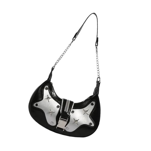 HINAYOSAN Damen-Achseltasche, trendige Handtasche, passend zu Achseln, Kette, Schultern, halbe Mutter, stilvoll, Pendeln, PU-Leder, Schultertasche für Damen, Handtasche, trendige von HINAYOSAN
