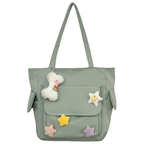 HINAYOSAN Damen Cartoon Umhängetasche Nylon Achsel Große Kapazität Handtasche Studenten Schule Mode Achsel Reise Frauen Achsel Cartoon Handtasche All-Matching Schulter Mode Achsel, grün, One Size von HINAYOSAN