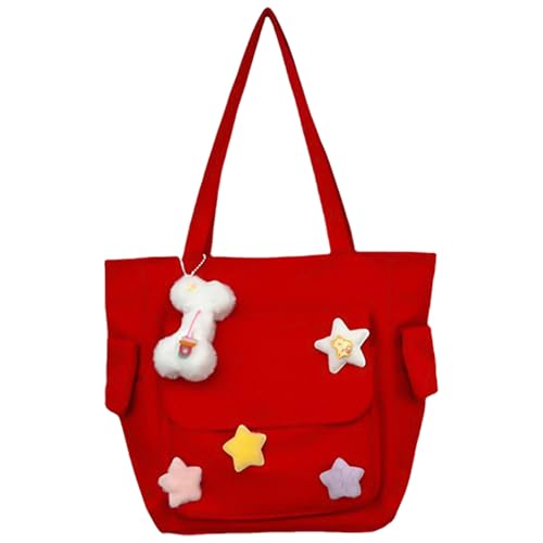 HINAYOSAN Damen Cartoon Umhängetasche Nylon Achsel Große Kapazität Handtasche Studenten Schule Mode Achsel Reise Frauen Achsel Cartoon Handtasche All-Matching Schulter Mode Achsel, rot, One Size von HINAYOSAN