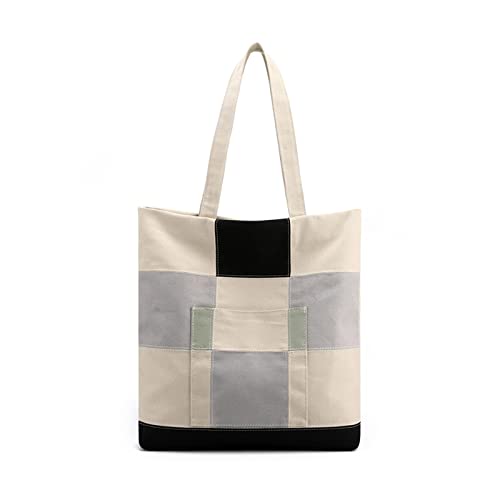 HINAYOSAN Damen-Schultertasche aus Segeltuch, großes Fassungsvermögen, Reisehandtaschen, einfache Tragetasche, Farbblock, lässige Damen-Schultertasche, Farbblock, Handtasche, große Kapazität, Shopper von HINAYOSAN