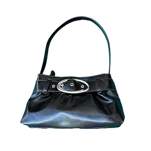 HINAYOSAN Geräumige Handtasche mit plissierter Schnalle, Unterarmtasche, geeignet für Arbeit, Reisen und Freizeitausflüge, Schultertasche, Geldbörse, Schwarz , One Size von HINAYOSAN