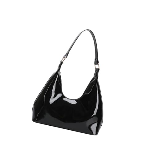HINAYOSAN Gloossy PU-Leder-Handtasche, modische Unterarmtasche, Hand- oder Schultertasche, für den täglichen Gebrauch und besondere Anlässe, PU-Leder-Umhängetasche, Schwarz , One Size von HINAYOSAN