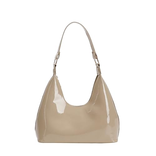 HINAYOSAN Gloossy PU-Leder-Handtasche, modische Unterarmtasche, Hand- oder Schultertasche, für den täglichen Gebrauch und besondere Anlässe, PU-Leder-Umhängetasche, khaki, One Size von HINAYOSAN
