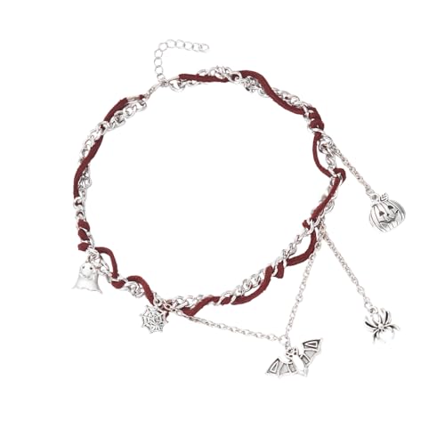 HINAYOSAN Halloween-Schmuck, verstellbarer Halsketten-Anhänger mit Spector, Kürbis, Fledermaus, Spinnen, Charm-Anhänger für Frauen, Party-Geschenk, Halloween-Halskette, Einheitsgröße, Wie beschrieben von HINAYOSAN
