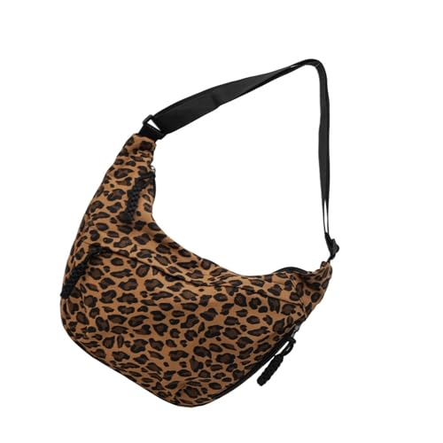 HINAYOSAN Leoparden-Umhängetasche, verstellbarer Riemen, lässig, weich, strukturierter Stoff, geräumige Kapazität, Schultertasche, Leopardenmuster, braun, One Size von HINAYOSAN