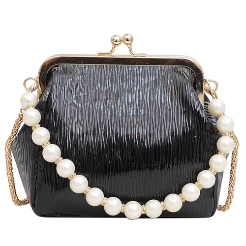 HINAYOSAN Modische Umhängetasche mit Kette, Umhängetasche, Handtasche für Abendpartys, tolle und familiäre elegante Dekoration, Schwarz , One Size von HINAYOSAN