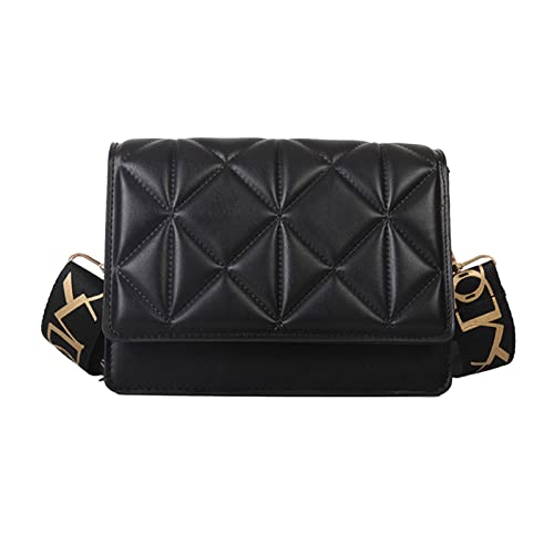 HINAYOSAN Modische Umhängetasche mit geprägter Klappe für Damen, Geldbörsen, Handtaschen, Luxus, quadratisch, Gitter-Design, lässige Tasche, Damen-Umhängetasche, Umhängetasche, klein, Schwarz , One von HINAYOSAN