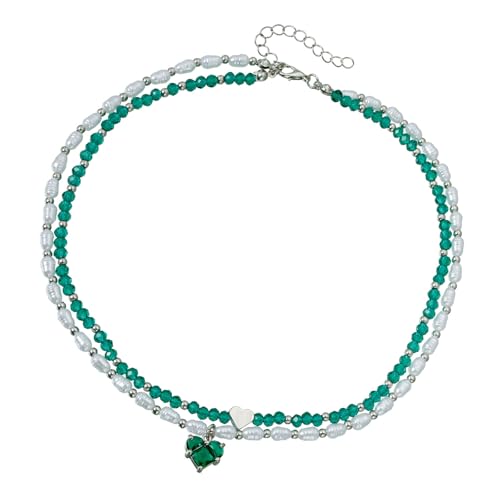 HINAYOSAN Modisches Barockperlen-Halsketten-Set mit Liebesanhänger, vielseitige Ohrringe für mehrere Anlässe, Geschenk bereit, Perlen-Halsketten-Set, Einheitsgröße, Wie beschrieben, Wie beschrieben von HINAYOSAN