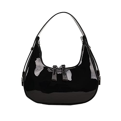 HINAYOSAN Moon Bags Schultertasche, für Damen, einfarbig, Achseltasche, PU-Leder, Unterarmtasche mit Reißverschluss, Mond als Geschenk, Schwarz , One Size von HINAYOSAN