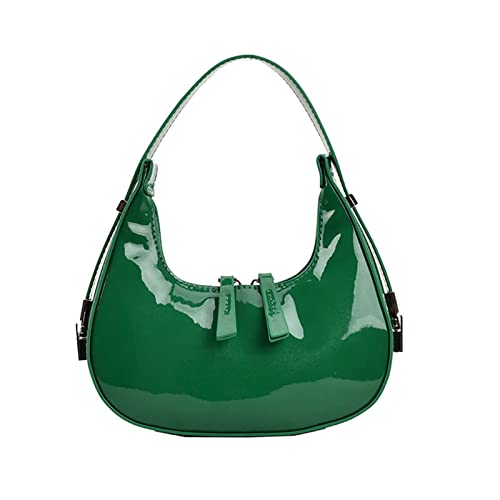 HINAYOSAN Moon Bags Schultertasche, für Damen, einfarbig, Achseltasche, PU-Leder, Unterarmtasche mit Reißverschluss, Mond als Geschenk, grün, One Size von HINAYOSAN