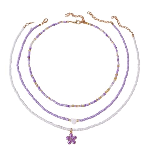 HINAYOSAN Perlen-Halsketten-Set mit mehreren Strängen, handgefertigt mit Legierung, für den täglichen Gebrauch und Styling-Halsketten-Set, Einheitsgröße, Wie beschrieben, Wie beschrieben von HINAYOSAN