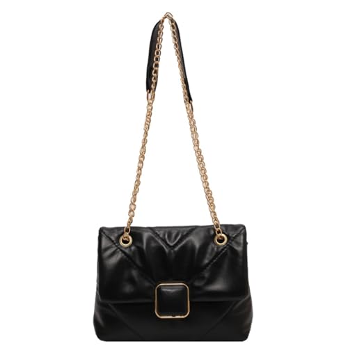 HINAYOSAN Quadratische Umhängetasche mit Kette, elegant und exquisit, einzigartiges Design für Mode-Enthusiasten, Crossbody-Tasche für Damen, Schwarz , One Size von HINAYOSAN