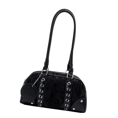 HINAYOSAN Retro Damen Business Schultertaschen Einfache Damen Pendler Taschen PU Leder Unterarm Geldbörse Große Kapazität Handtasche Retro Bowling Bag, Schwarz , One Size von HINAYOSAN