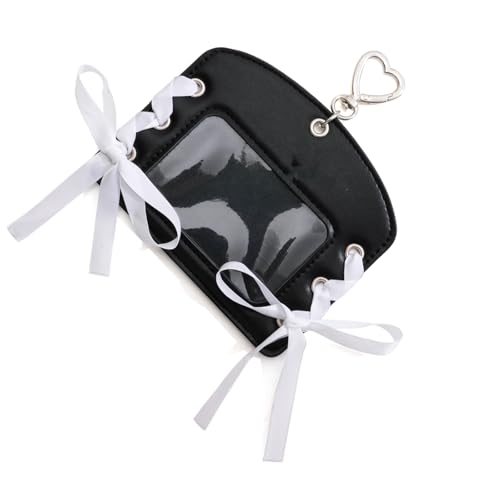 HINAYOSAN Retro Styles Schleifen Verschluss Kartenetui Praktischer PU Fotokartenhalter Mehrere Kartenfächer Sichere Aufbewahrung für den täglichen Gebrauch Praktisch, Schwarz , Mass Beauty von HINAYOSAN