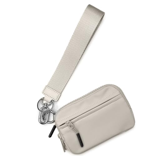 HINAYOSAN Schlanke, kratzfeste Nylon-Geldbörse, kompakter Kartenhalter mit Handyfach für alltägliche Utensilien, modische kleine Brieftasche, beige, Mass Beauty von HINAYOSAN