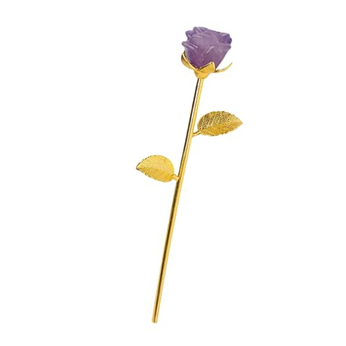 HINAYOSAN Steingeschnitzte Rose Goldene Basis Rose Ornament Steinschnitzerei Ornament Goldsockel Blume Skulptur für verschiedene Anlässe Modeaccessoire, Einheitsgröße, Wie beschrieben von HINAYOSAN