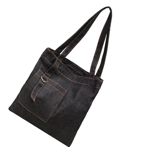 HINAYOSAN Stilvolle Jeans-Tasche für Damen und Herren, große Kapazität, Schultertasche, Tragegriff oben, wandelbare Tragetasche, große Kapazität, Schwarz , One Size von HINAYOSAN