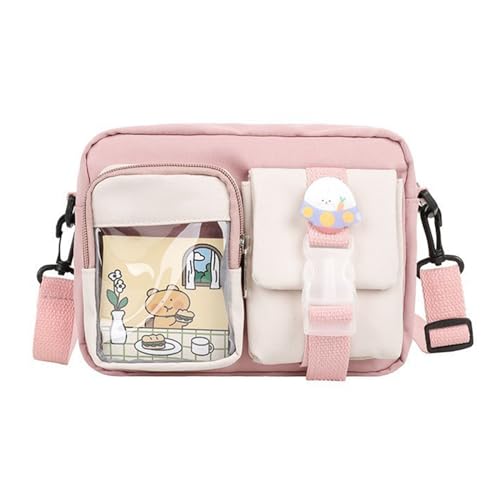 HINAYOSAN Stilvolle Umhängetasche mit reichlich Stauraum, kleine Canvas-Umhängetasche mit mehreren Taschen, leicht, für Mädchen und Frauen, Mädchen, Studenten, Cartoon-Muster, lässig von HINAYOSAN