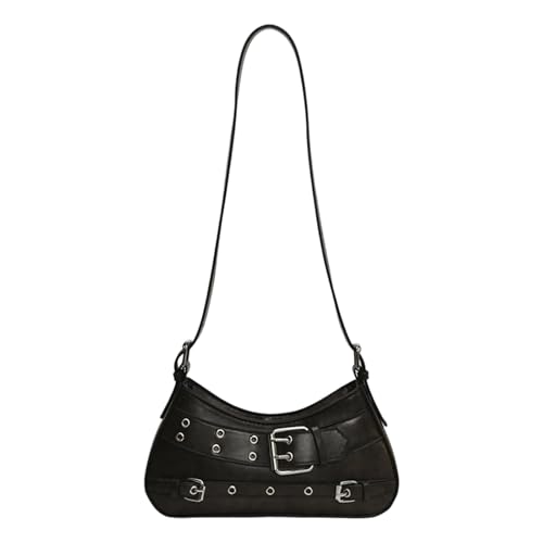 HINAYOSAN Umhängetaschen für Damen, Geldbörse, einfache Schultertasche, trendige Lederhandtasche, elegante Streetwear, Schwarz , One Size von HINAYOSAN
