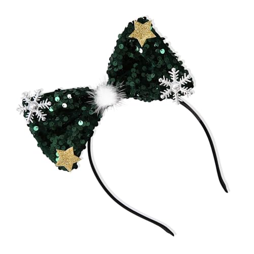 HINAYOSAN Weihnachts-Pailletten-Haarband, festliche Schleifen, Haarreif, Schneeflocke, Party-Kopfbedeckung für festliches Party-Zubehör von HINAYOSAN