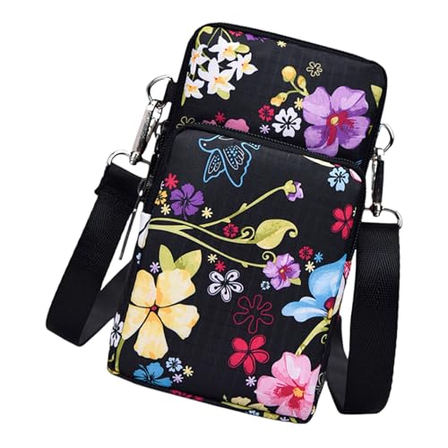 HINAYOSAN Zarte reisefreundliche kleine Umhängetasche für Damen-Handys und Zubehör, trendige Umhängetasche, kompakte mobile Aufbewahrungslösung, Let a Hundred Flower, One Size von HINAYOSAN
