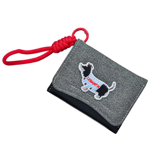 Kleine Geldbörse aus PU-Leder, Münztasche, Cartoon-Wursthund, kurze Geldbörse, schöne koreanische Stile, ändern Sie koreanische Stile, kurze PU-Leder-Wursthund-Kartenhalter, Schwarz , Mass Beauty von HINAYOSAN