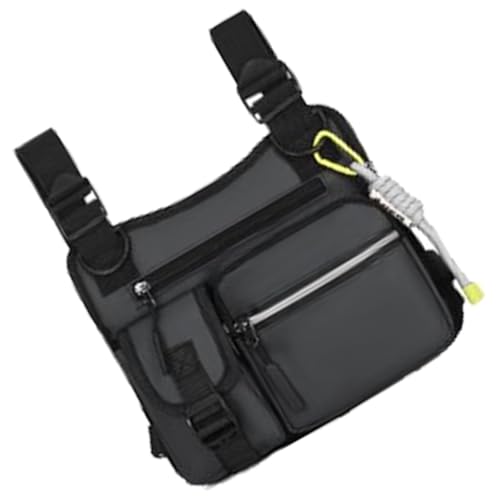 Kompakte, funktionale Geschirrtasche mit Reißverschlussfächern, reißfeste Nylon-Konstruktion für Abenteuer in der Stadt, Mehrzweck-Brusttasche mit mehreren Taschen, grau, Mass Beauty von HINAYOSAN