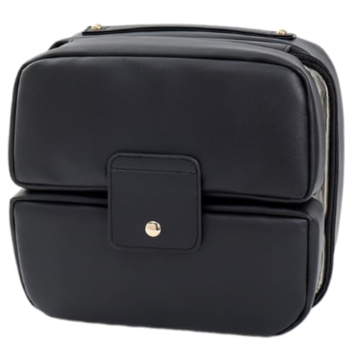 Kreative Make-up-Tasche, großes Fassungsvermögen, Reise-Kosmetik, organisiert, tragbare Kulturbeutel, Aufbewahrungstaschen für Damen, mit Reißverschluss, Schwarz , Mass Beauty von HINAYOSAN