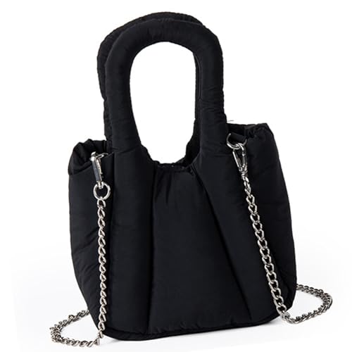Lässige Umhängetasche, Nylon, Puffer-Handtasche, modische Schultertaschen, funktionaler Stauraum, ästhetische Handtasche, Schwarz , One Size von HINAYOSAN