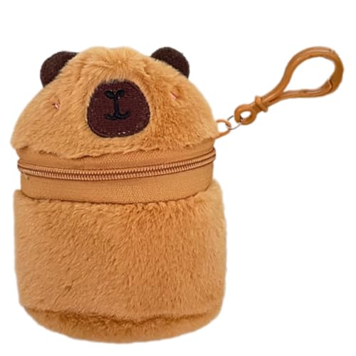 Lovely Capybara Münzgeldbörse, Kopfhörer-Aufbewahrungstasche, Kleingeldanhänger, Cartoon-Tierbeutel, Plüsch-Kopfhöreretui, Plüsch-Brieftaschen, schöne Capybara-Anhänger, Aufbewahrungstasche von HINAYOSAN