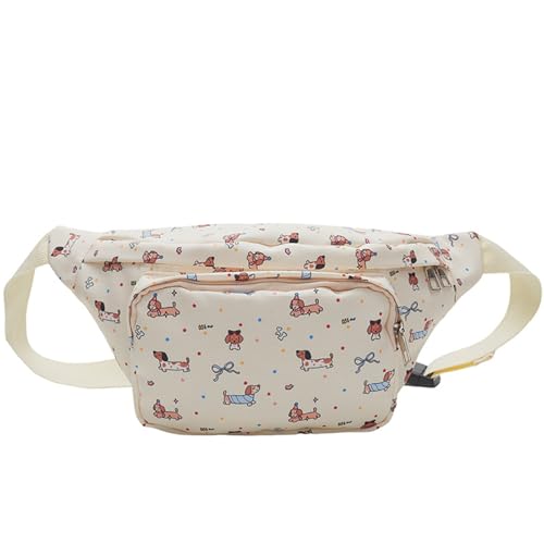 Mehrzweck-Hüfttasche für Damen, Dackel-Motiv, Hüftgürteltasche, Crossbody-Brusttasche mit mehreren Fächern, multifunktional, hellgelb, Mass Beauty von HINAYOSAN