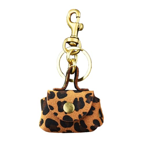 Mehrzweck-Münztaschen-Schlüsselanhänger, Münzhalter, Schlüsselanhänger, eleganter Schlüsselanhänger, Anhänger für alle Anlässe, leichte Geldbörse, Leopardenmuster, Kaffeebraun, Einheitsgröße von HINAYOSAN