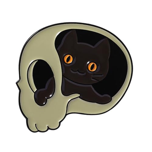 Mysterious Ungehorsame Stile Totenkopf Katzen Pin Schmuck Einzigartige Katzen Mode Abzeichen für Punk Fashion Outfit Dekoration Halloween Party Metall Brosche, Einheitsgröße, Wie beschrieben von HINAYOSAN