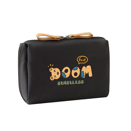 Reise-Kosmetiktasche, praktische Nylon-Aufbewahrungstaschen, ergonomische Toilettenartikelbeutel, Make-up-Utensilienhalter für Damen und Herren, Unisex, kompakte Kosmetik-Aufbewahrungstasche, Schwarz von HINAYOSAN