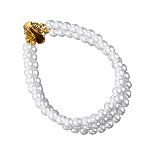 Schimmernde dreisträngige Strassverzierung mit Kunstperlen, Kette für Damen, empfindlich, hautfreundlich, verstellbar, weich, elastisch, Perlen, Handgelenk-Zubehör, Einheitsgröße, Wie beschrieben von HINAYOSAN