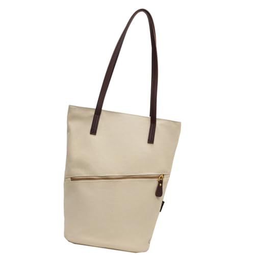 Schultertasche aus Segeltuch, geräumiger Tragegriff oben, Unterarm-Geldbörse für den täglichen Pendler und Freizeitkleidung, Canvas-Tasche, beige, One Size von HINAYOSAN