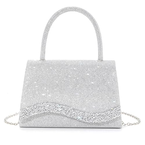 Shimmering Envelope Crossbody Purse With Removable Chain Stylish Glitters Shoulder Bag Handbag For Dinners And Dates Elegant Envelope Purse, 1126, One Size von HINAYOSAN