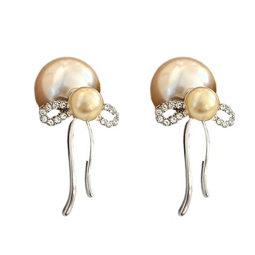 Trend Bowknot Ohrclip Verzierung Perle Ohrstecker Zubehör Handgefertigte Perlenringe Ohrschmuck für den täglichen Gebrauch Datum Ohrringe für Frauen, Einheitsgröße, Wie beschrieben, Wie beschrieben von HINAYOSAN