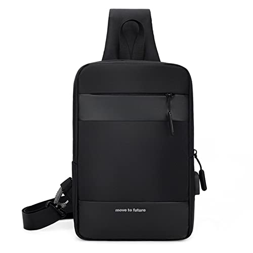 Umhängetasche für Herren, mit USB-Ladeanschluss, für Wandern, Wandern, für Reisen, Schwarz , One Size von HINAYOSAN