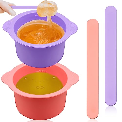 2pcs Silikon Wachs Warmer Schüssel, Wiederverwendbare Wachs Warmer Silikon Liner, Antihaft Wachs Topf Silikon Schüssel Ersatz, Wiederverwendung Wachs Schmelzen Warmer Liner mit Spachteln (size:2pcs) von HINGTAI