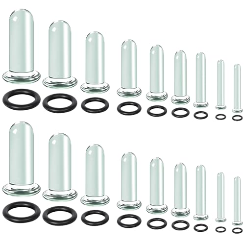 HINGTAI 18-teiliges Ohr-Stretching-Set aus Glas, Ohrstöpsel 1,6–7 mm, mit O-Ringen, Single Flare Expander, transparenter Glaskörper-Piercingschmuck, schmerzfrei und bequem für Frauen und Männer von HINGTAI