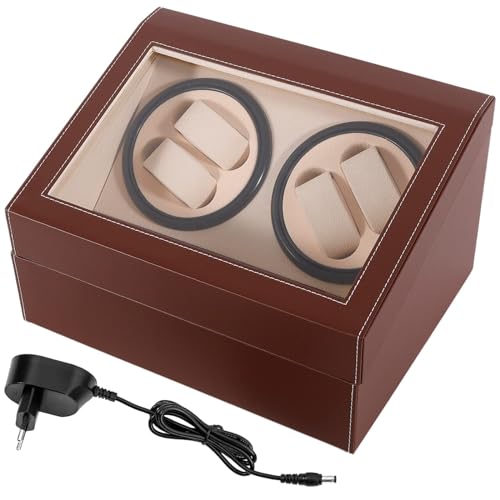 HINOPY Automatik Uhrenbeweger Box, 4 + 6 Uhrenbox Watch Winder Uhrengehäuse mit Klare Fenster und Kissen für alle Automatikuhren Mechanischen Uhren von HINOPY