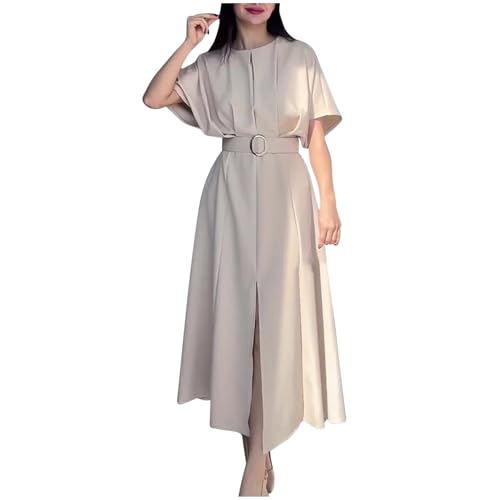 Damenkleider Elegant Elegant Spitze Rundhalsausschnitt Ärmel Mesh-A-Linie Kleid Lang Split Stillkleid Kurzarm Umstandskleid Herbst Sexy Rückenfrei Lang Kurzarmes Kleid von HINTSAN