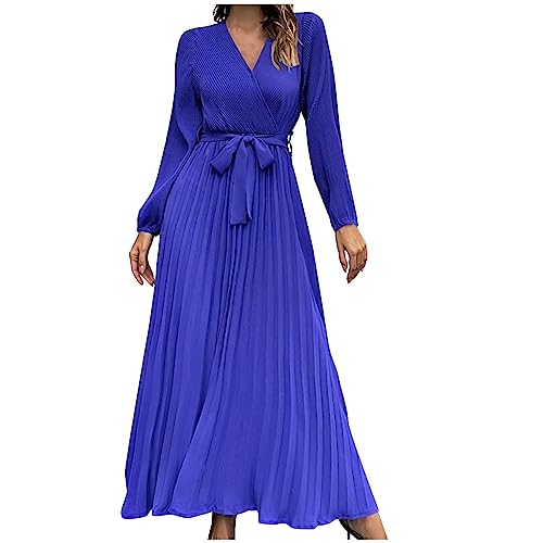 Elegante Kleider Damen Sale Angebote Maxi Abendkleid Elegant für Hochzeit mit V-Ausschnitt Satin Spaghetti Party Prom Maxi Dress Abendkleider Sexy Hohe Taille Partykleid Cocktailkleid Sommerkleid von HINTSAN