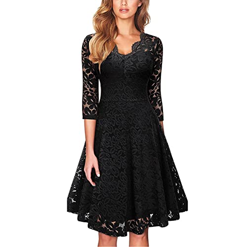 HINTSAN Hochzeitsgast Black Damen Friday Langarm Blumen 2024 Boho Casual Partykleid Abendkleider Langes Abendkleid Damen Bodycon Kleid Abendskleider für Frauen von HINTSAN