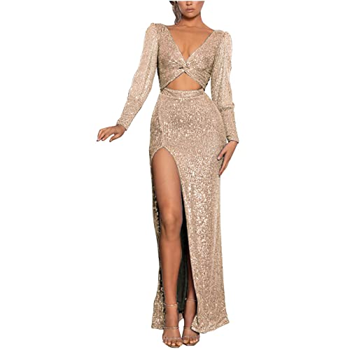 HINTSAN Strandkleid Damen Sale Angebote Spaghettiträger Boho Kleid Herbstkleid Partykleid Bodycon Bleistiftkleid Colorblock Arbeitskleider mit Gürtel Langarm Strandkleid Blumenkleid Boho Kleid von HINTSAN