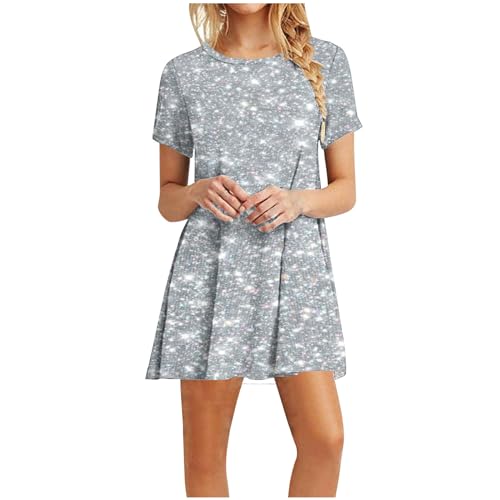 Kleid Day 2024 Blusenkleid Damen Herbst Tie Strap A-Linie Smocked Maxikleid Volant Ärmeln Blusekleid Herbst Kurz Kleider Freizeitkleid Sommer Kurzarm Kleid Boho Sommerkleid von HINTSAN