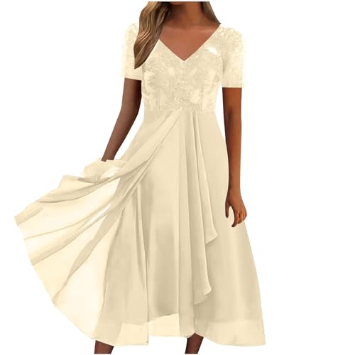 Prime Kleid Day 2024 Wann Sommerkleid Elegant Damen Bandeau Boho Kleid Schulterfrei Elegant Maxikleid Herbstkleid A-Linie Herbst Freizeit Party Abendkleid Cocktailkleid Strand Retro Hemdblusenklei von HINTSAN